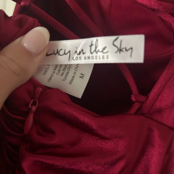 Lucy in the Sky Satin Draped Corset Dress in Red - Picture 3 of 3